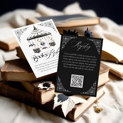 Gothic Mobile Books for Baby  Registry QR Code Enclosure Card