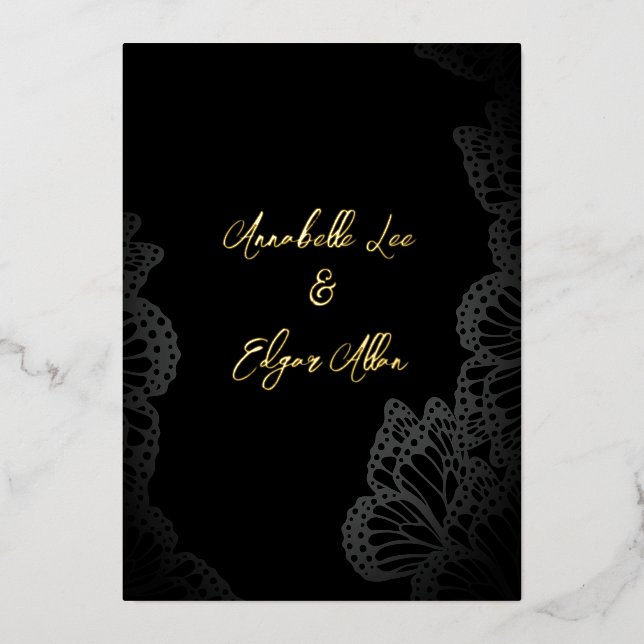 Gothic Monarch Foil Wedding Invitation Foil Invitation (Front)