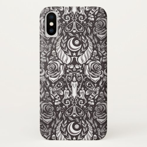 Gothic monochrome pattern iPhone XS case