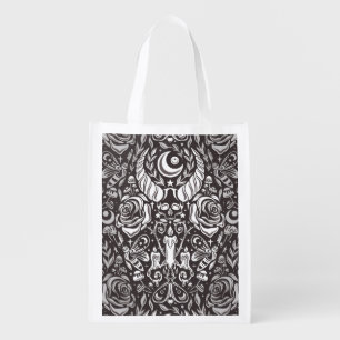 Gothic monochrome pattern grocery bag