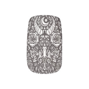 Gothic monochrome pattern minx nail art