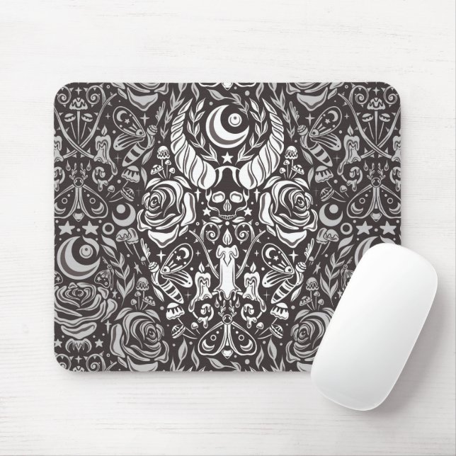 Gothic monochrome pattern mouse pad (With Mouse)