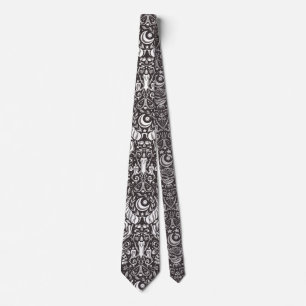 Gothic monochrome pattern neck tie