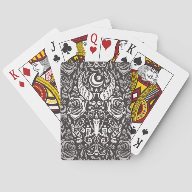 Gothic monochrome pattern poker cards (Back)