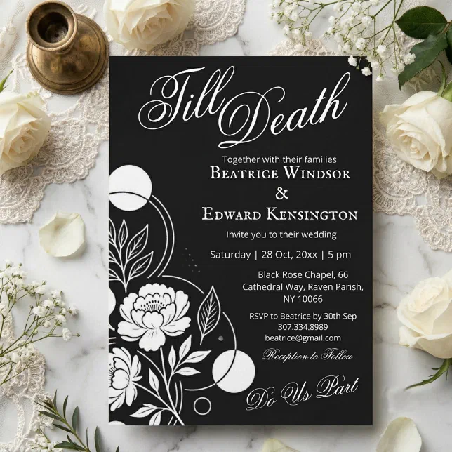 Gothic Monochrome Till Death Do Us Part Wedding Invitation | Zazzle