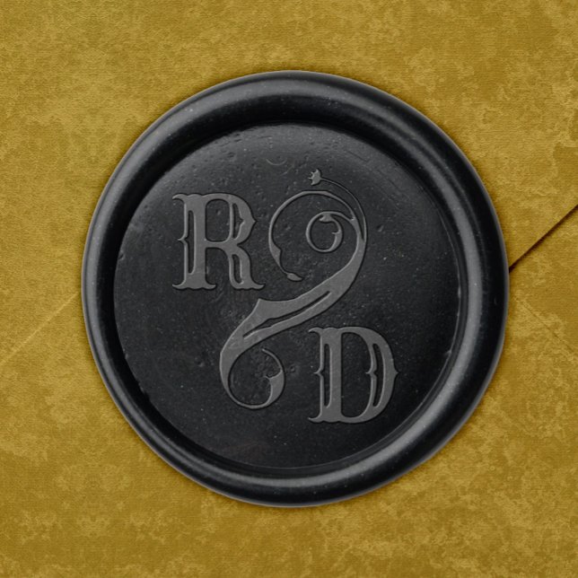 Gothic Monogram Couple Initials Wedding Wax Seal Sticker (Creator Uploaded)