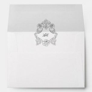 Gothic Monogram Crest Pre-Addressed Wedding Envelope
