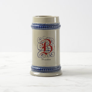 Gothic Monogram Letter B Custom Name Beer Stein