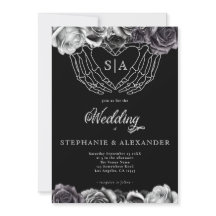 Gothic Monogram Roses Skeleton Hands Wedding
