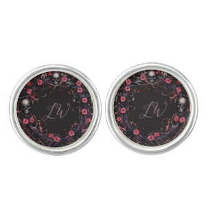 Gothic Monogram Wreath With Skulls Cufflinks