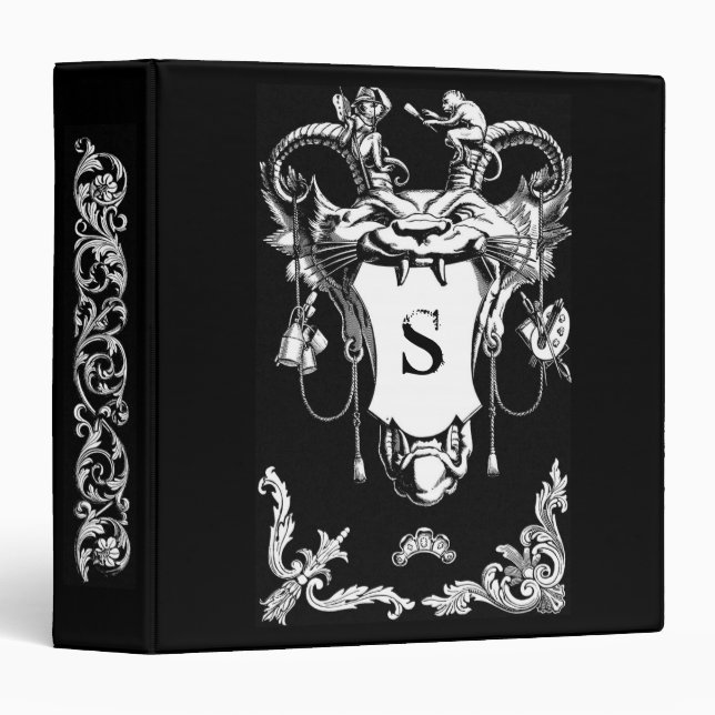 Gothic monster antique architectural decoration  3 ring binder (Front/Spine)