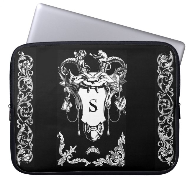 Gothic monster antique architectural decoration  laptop sleeve (Front)