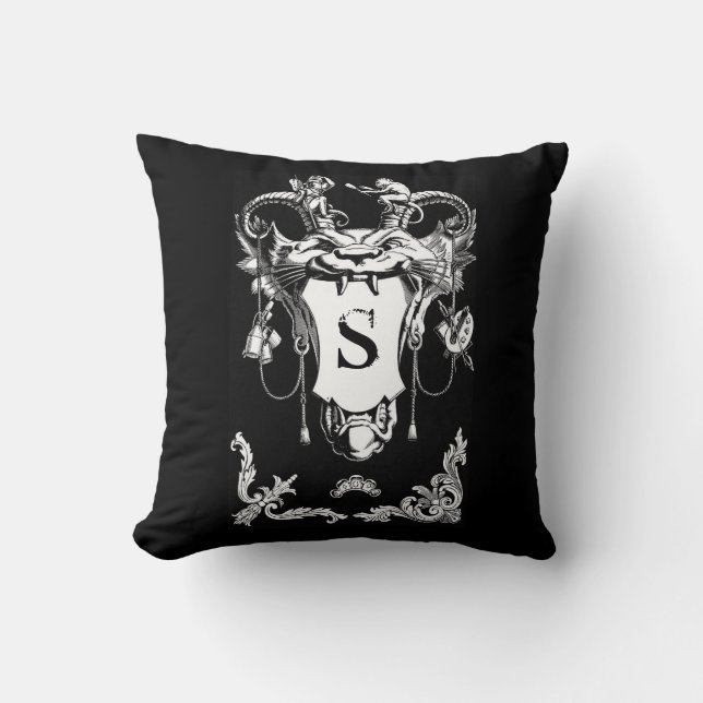 Gothic monster antique architectural decoration  throw pillow (Front)
