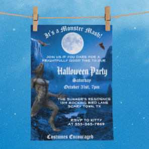 Gothic Monster Mash Werewolf Halloween Party Invitation