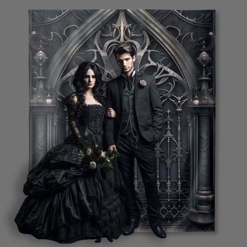 Gothic Moody Black Arched Door Tapestry