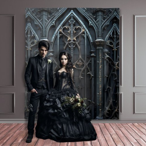 Gothic Moody Black  Bronze Arch Tapestry
