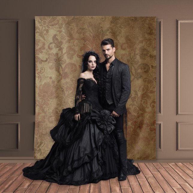 Gothic Moody Damask Tan & Red Tapestry  (Creator Uploaded)