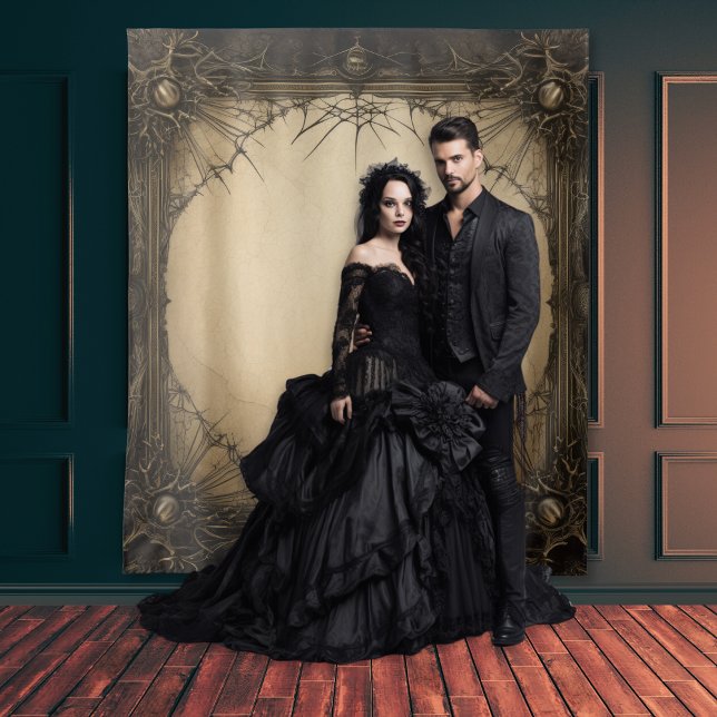 Gothic Moody Dark Black & Old Ivory Filigree Tapestry (Creator Uploaded)