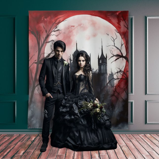 Gothic Moody Dark Castle & Red Full Moon Tapestry (Creator Uploaded)