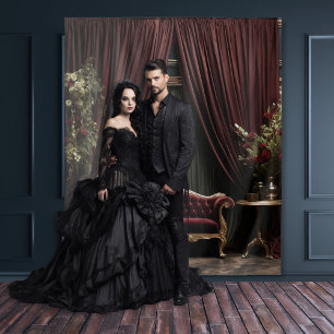 Gothic Moody Dark Victorian Burgundy Green Parlor Tapestry