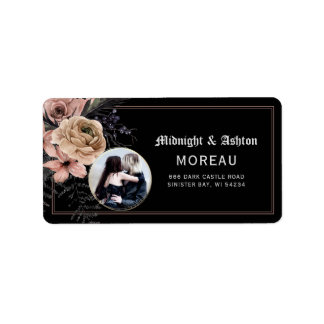 Gothic Moody Floral Photo Return Address Label