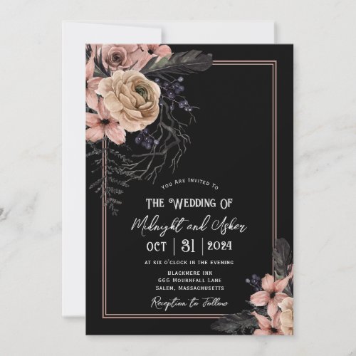 Gothic Moody Floral Wedding Invitation