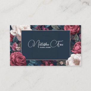 Gothic Moody Rose Floral Gold Frame Dark Romance Business Card