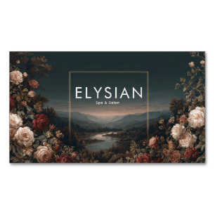 Gothic Moody Rose River Landscape Gold Frame Business Card Magnet