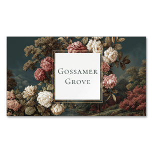 Gothic Moody Rose River Landscape Gold Frame Business Card Magnet