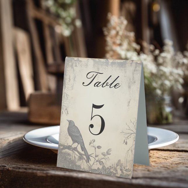 Gothic Moody Scenes Cream & Black Table Tent Sign (Creator Uploaded)