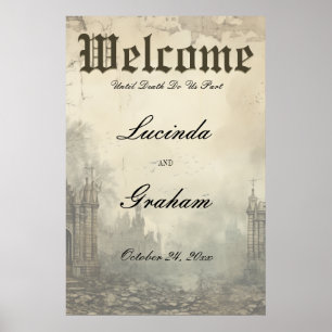 Gothic Moody Scenes Vintage Cream & Black Wedding Poster
