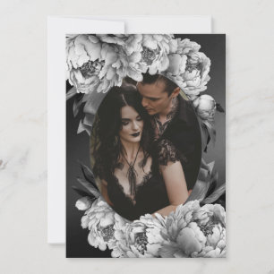 Gothic Moody White Peonies Wedding Save The Date
