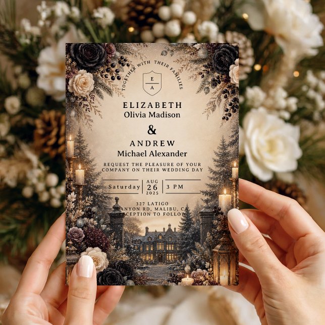 Gothic Moody Winter Wedding Invitation (Creator Uploaded)
