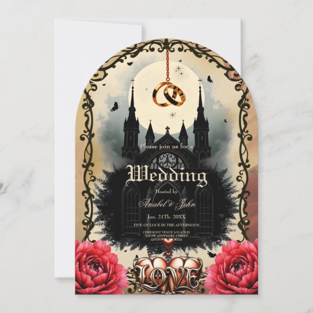 Gothic Moon –Eternal Love Beneath the Midnight Sky Invitation (Front)