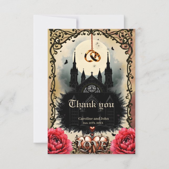 Gothic Moon –Eternal Love Beneath the Midnight Sky Thank You Card (Front)