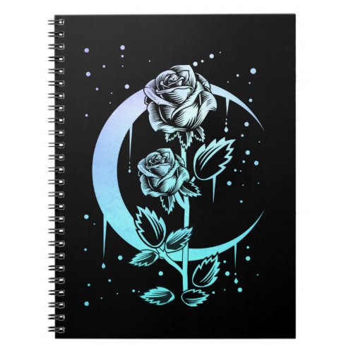 Gothic Moon Flower Crescent Witchy Notebook