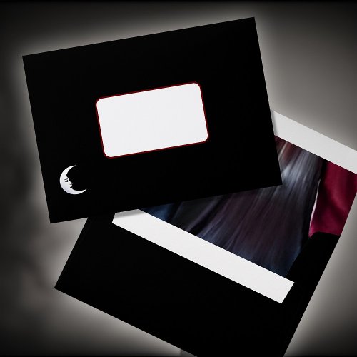 Gothic Moon Red Sheer Satin Wedding Lining Black Envelope