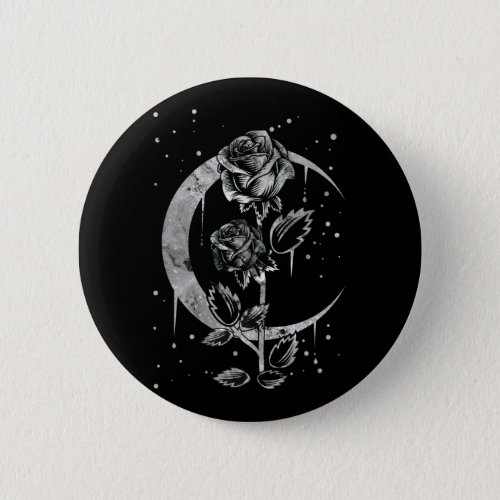 Gothic Moon Rose Crescent Witchy Art Button