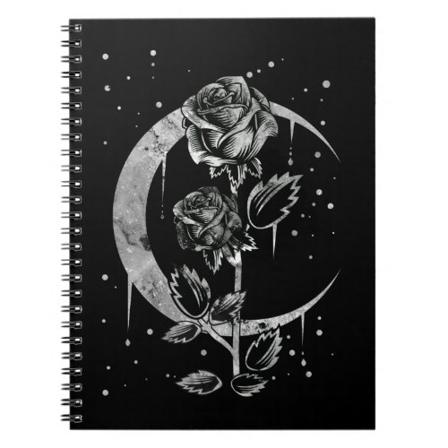 Gothic Moon Rose Crescent Witchy Art Notebook