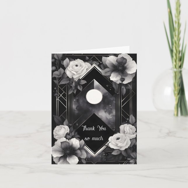 Gothic Moonlit Flowers Thank You Card (Front)