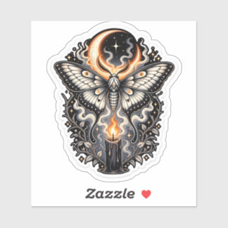 Gothic Moth Moon Candle Dark Aesthetic Sticker