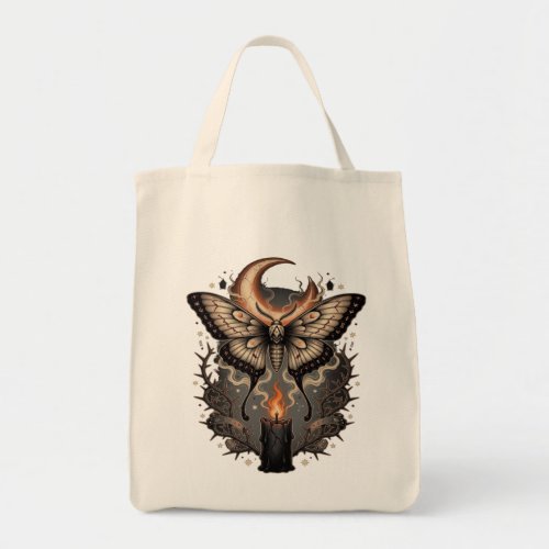 Gothic Moth Moon Halloween Tote Bag