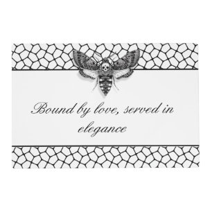 Gothic Moth Skull Wedding – Black and white** Placemat