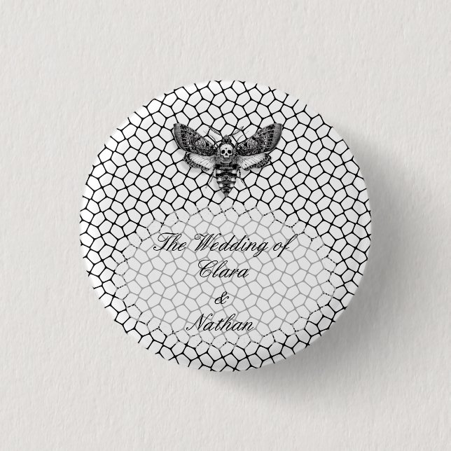 Gothic Moth Skull Wedding – Dark Elegant  Button (Front)