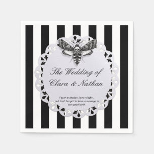 Gothic Moth Skull Wedding – Dark Elegant  Napkins
