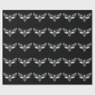 Gothic Moth Skull Wedding – Dark Elegant Wrapping Paper