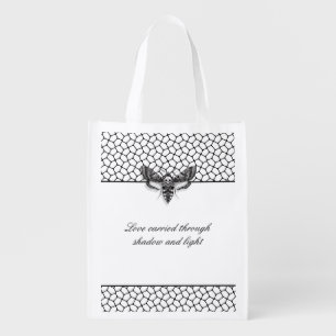 Gothic Moth Skull Wedding Wine Bottle Label – Blac Grocery Bag