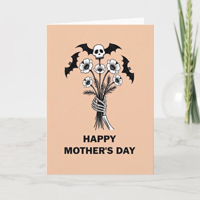 Gothic Mothers Day Floral Skull Card (Front)