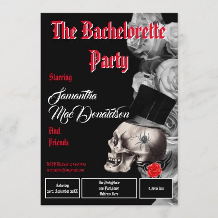 Gothic Movie Style  Bachelorette Party Invitation