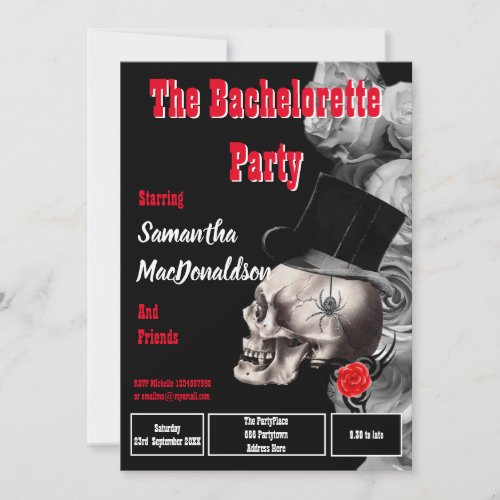 Gothic movie style  bachelorette party invitation